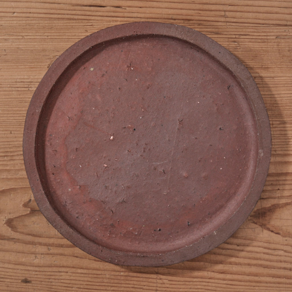 [ てしま島苑 ] 原土プレート丸-中 空豆釉