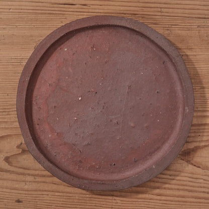 [ てしま島苑 ] 原土プレート丸-中 空豆釉