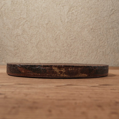 [ てしま島苑 ] 原土プレート丸-中 背高泡立草釉