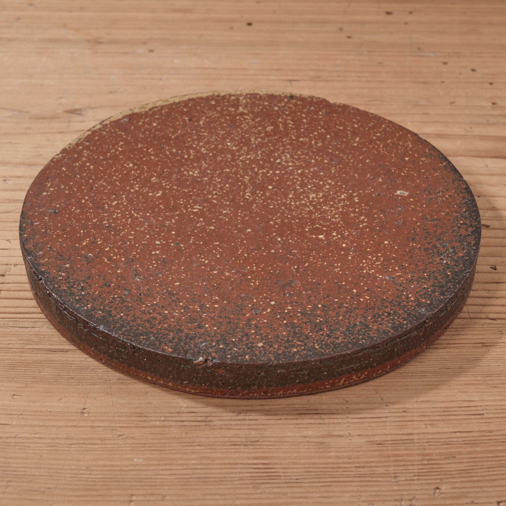 [ てしま島苑 ] 原土プレート丸-中 背高泡立草釉