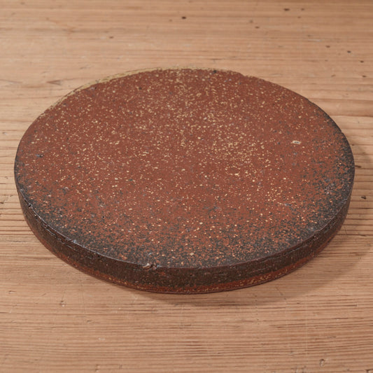 [ てしま島苑 ] 原土プレート丸-中 背高泡立草釉