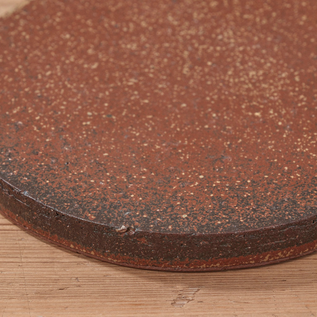 [ てしま島苑 ] 原土プレート丸-中 背高泡立草釉