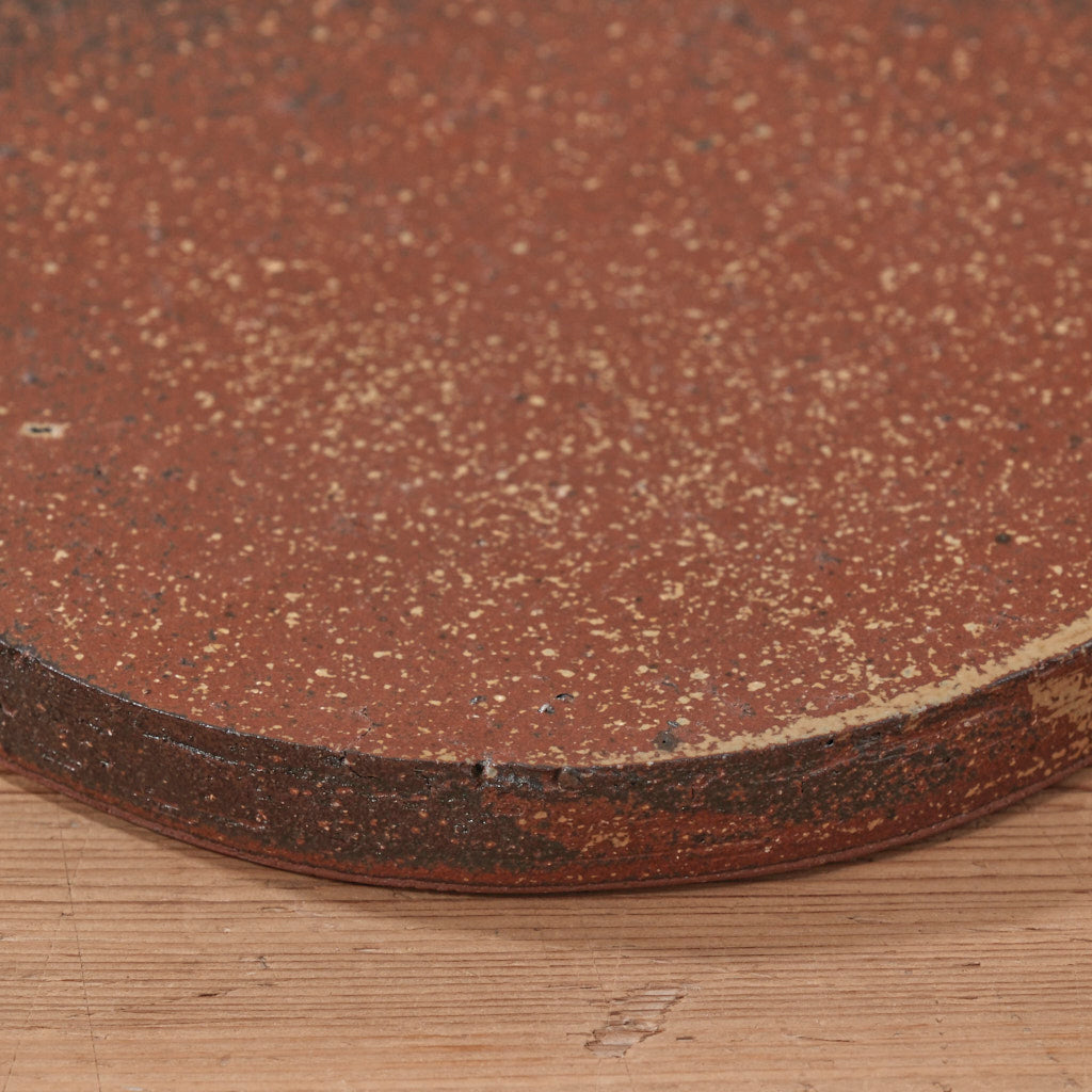 [ てしま島苑 ] 原土プレート丸-中 背高泡立草釉