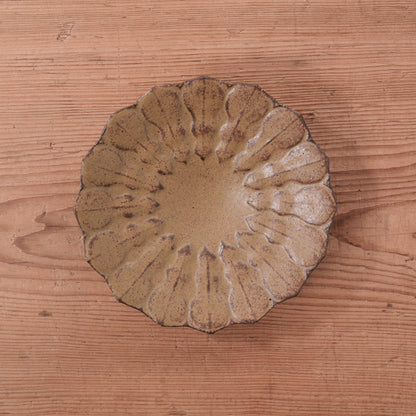 [ てしま島苑 ] 型打皿-小 空豆釉-2