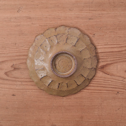 [ てしま島苑 ] 型打皿-小 空豆釉-2