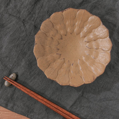 [ てしま島苑 ] 型打皿-小 空豆釉-2