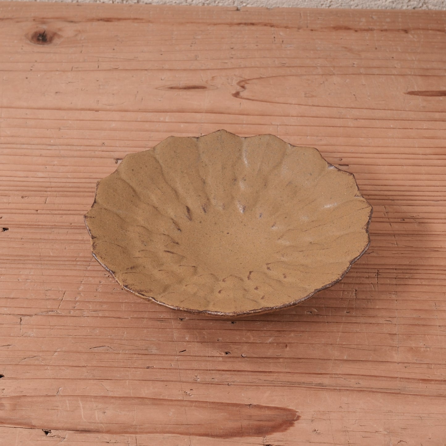 [ てしま島苑 ] 型打皿-小 空豆釉-2