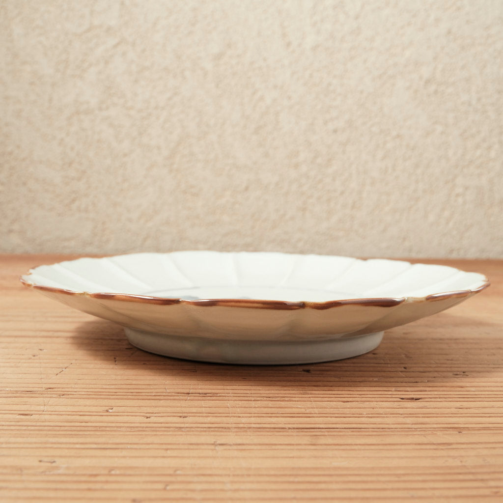 [ 柳川 謙治 ] 染付 輪花唐人文七寸皿