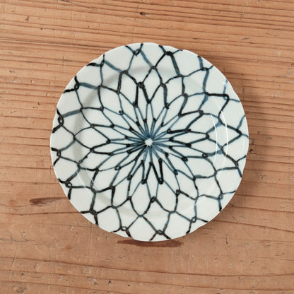 [ 柳川 謙治 ] 染付 網目手 五寸皿