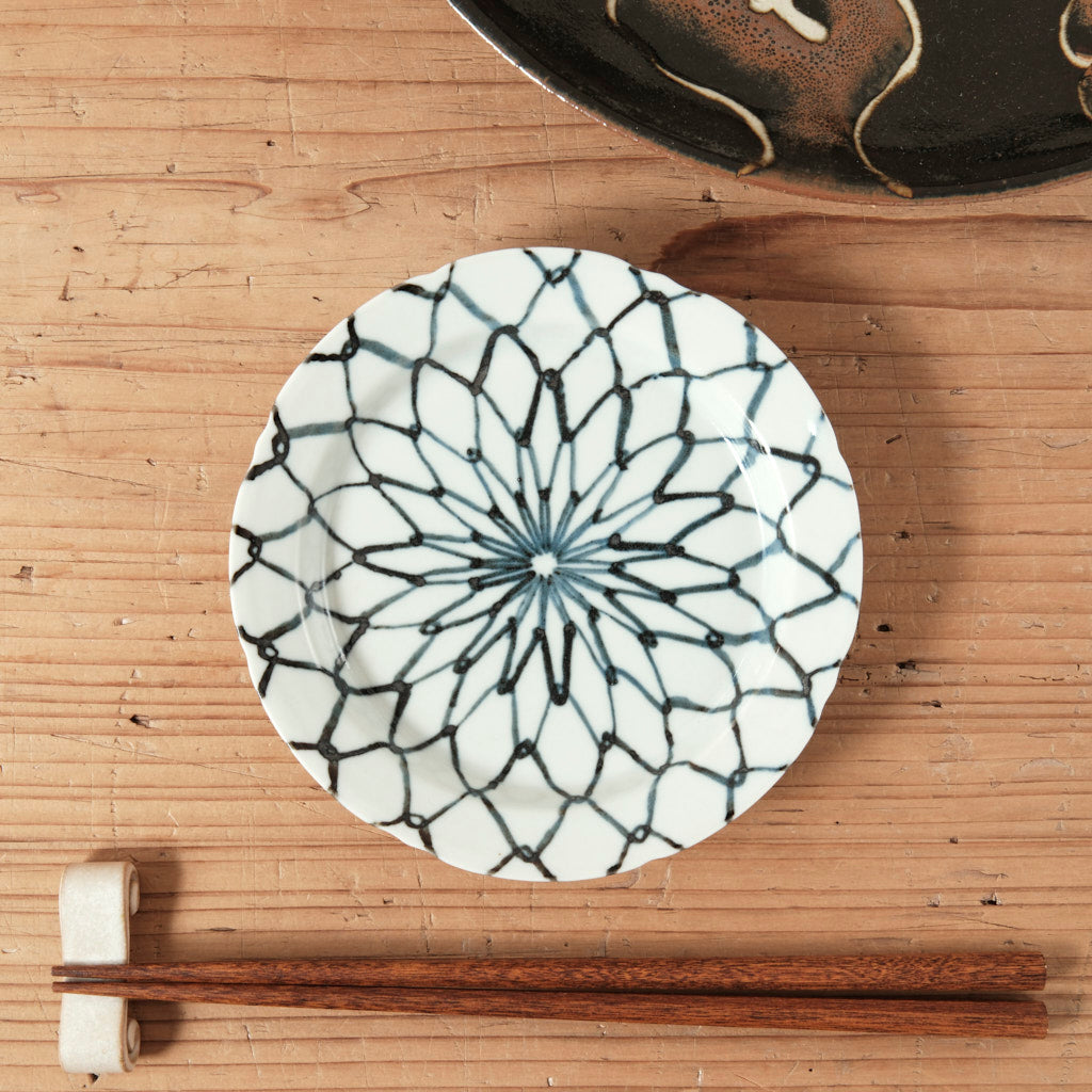 [ 柳川 謙治 ] 染付 網目手 五寸皿