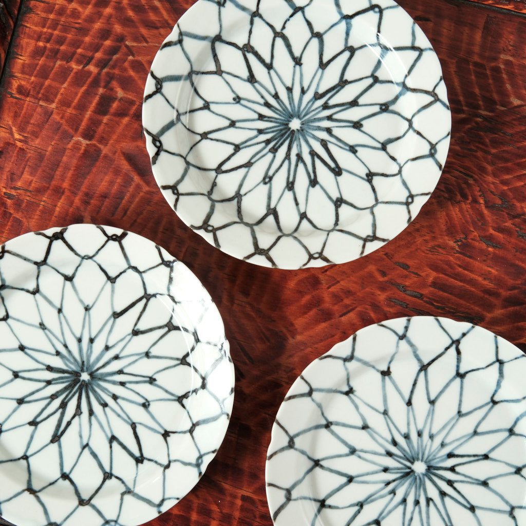 [ 柳川 謙治 ] 染付 網目手 五寸皿