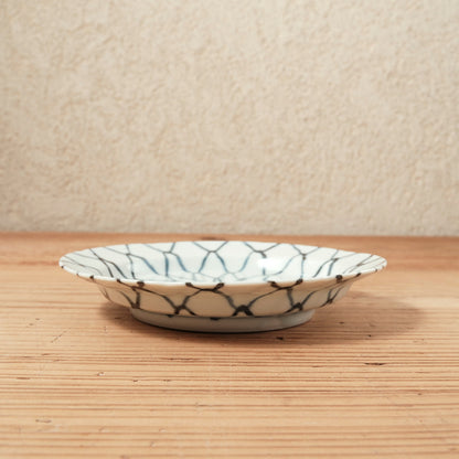 [ 柳川 謙治 ] 染付 網目手 五寸皿