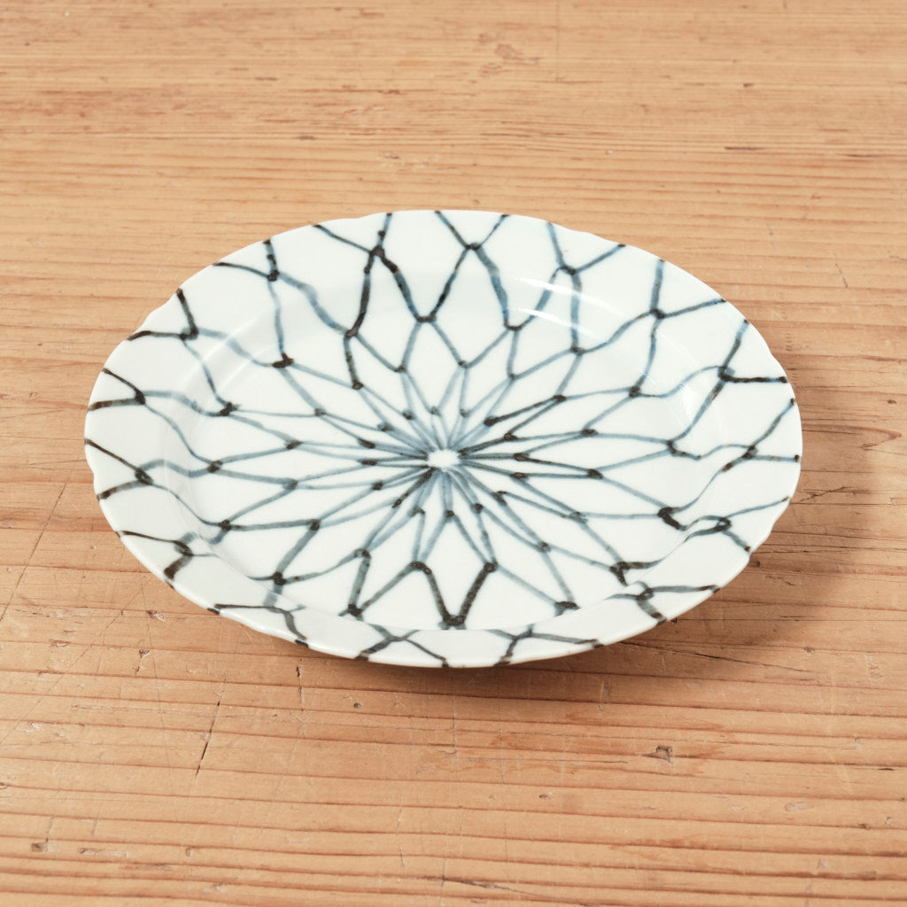 [ 柳川 謙治 ] 染付 網目手 五寸皿