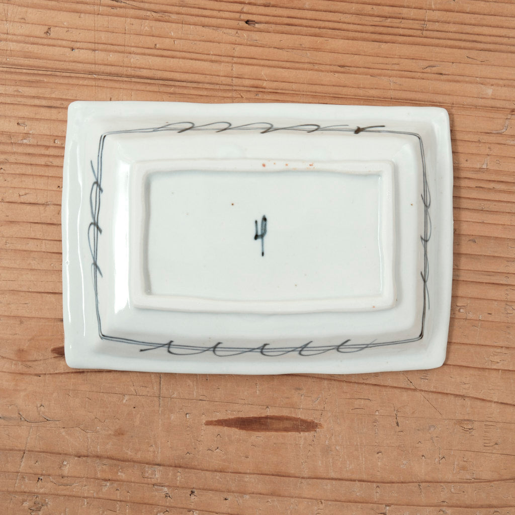 [ 柳川 謙治 ] 染付 華散し 長四方皿-1