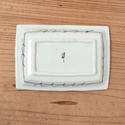 [ 柳川 謙治 ] 染付 華散し 長四方皿-1