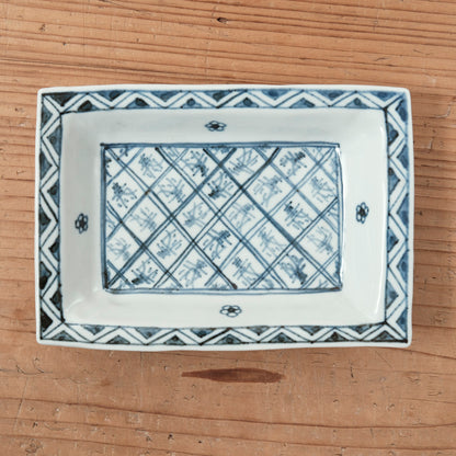 [ 柳川 謙治 ] 染付 寿文 長四方皿-2