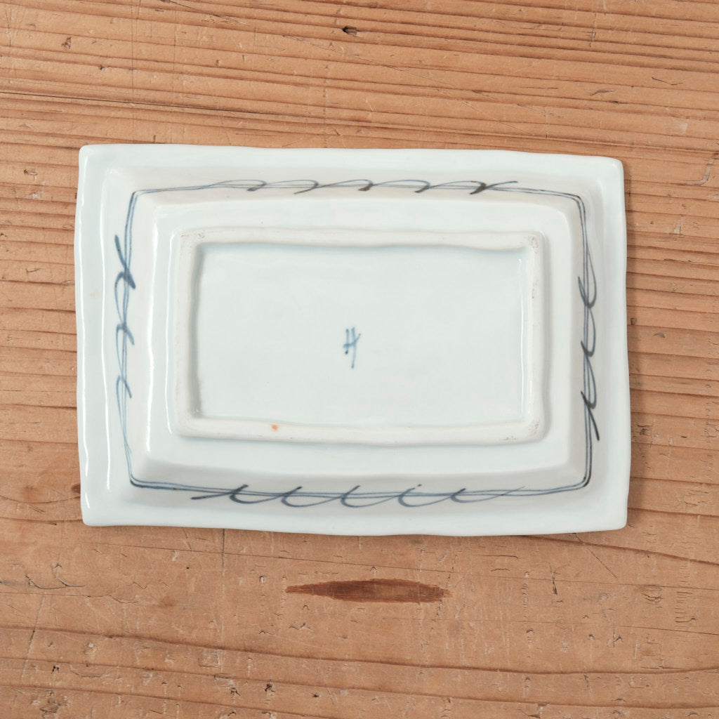 [ 柳川 謙治 ] 染付 寿文 長四方皿-2