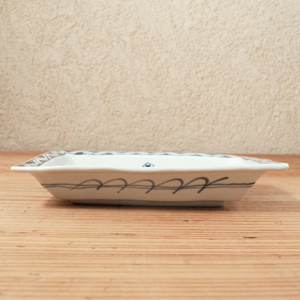 [ 柳川 謙治 ] 染付 寿文 長四方皿-2