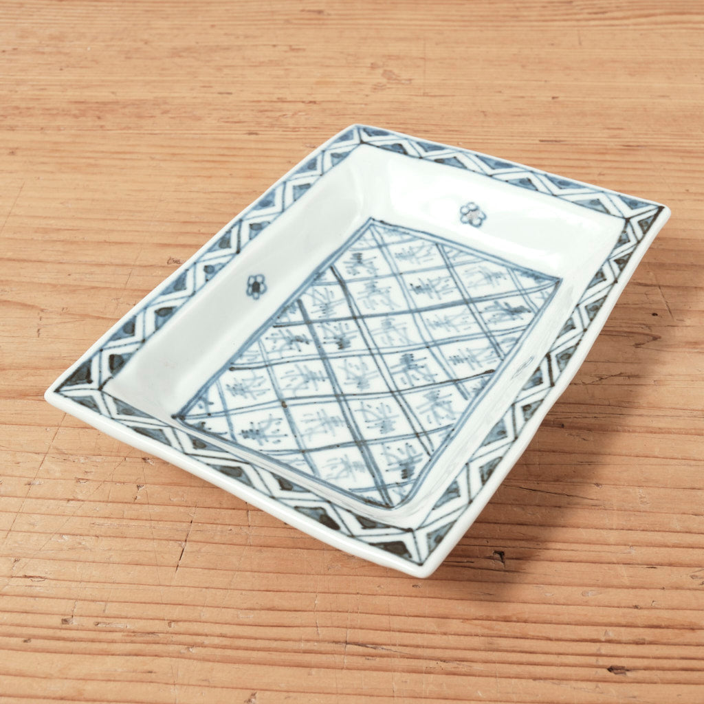 [ 柳川 謙治 ] 染付 寿文 長四方皿-2