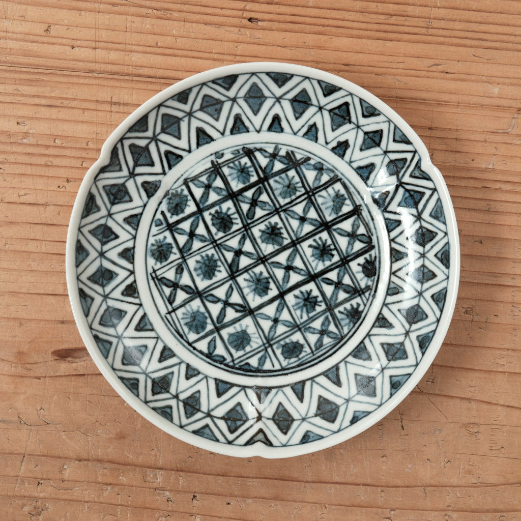 [ 柳川 謙治 ] 染付 華散し 三方皿