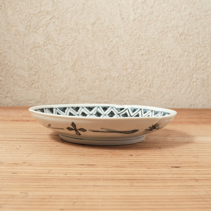 [ 柳川 謙治 ] 染付 華散し 三方皿