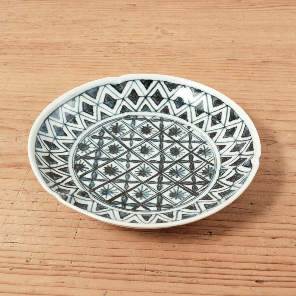 [ 柳川 謙治 ] 染付 華散し 三方皿