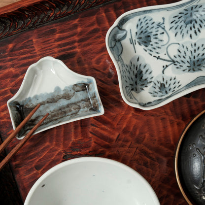 [ 柳川 謙治 ] 染付 富士山形 豆皿