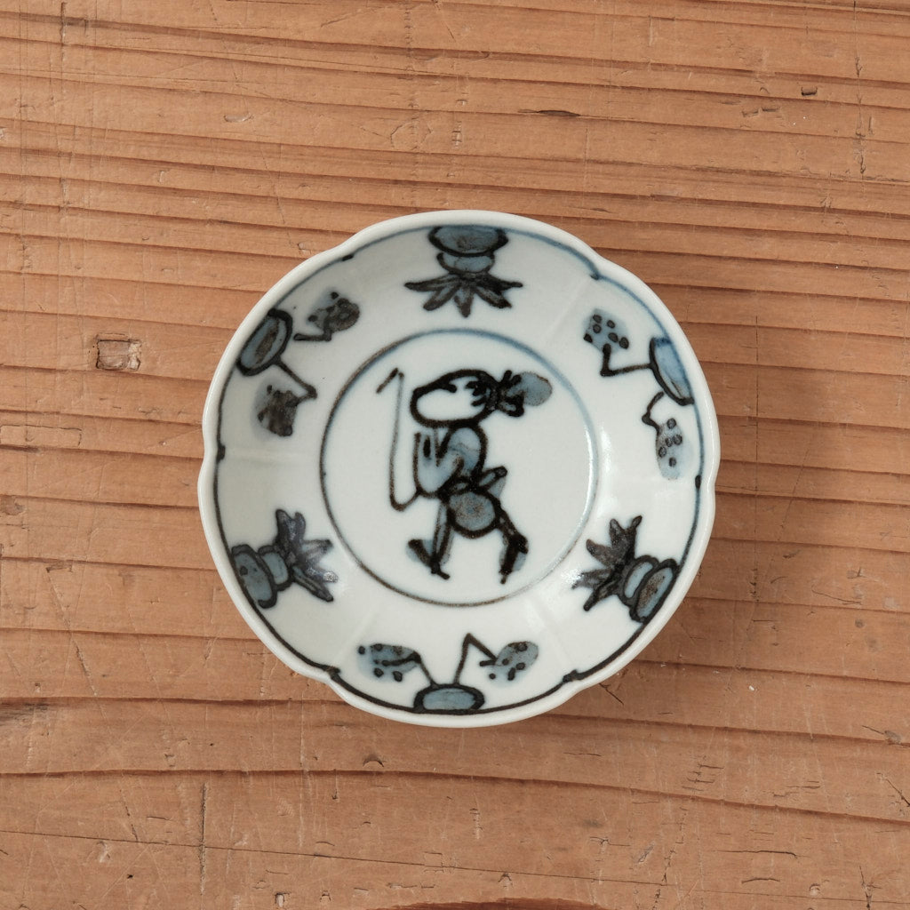 [ 柳川 謙治 ] 染付 唐子 豆皿
