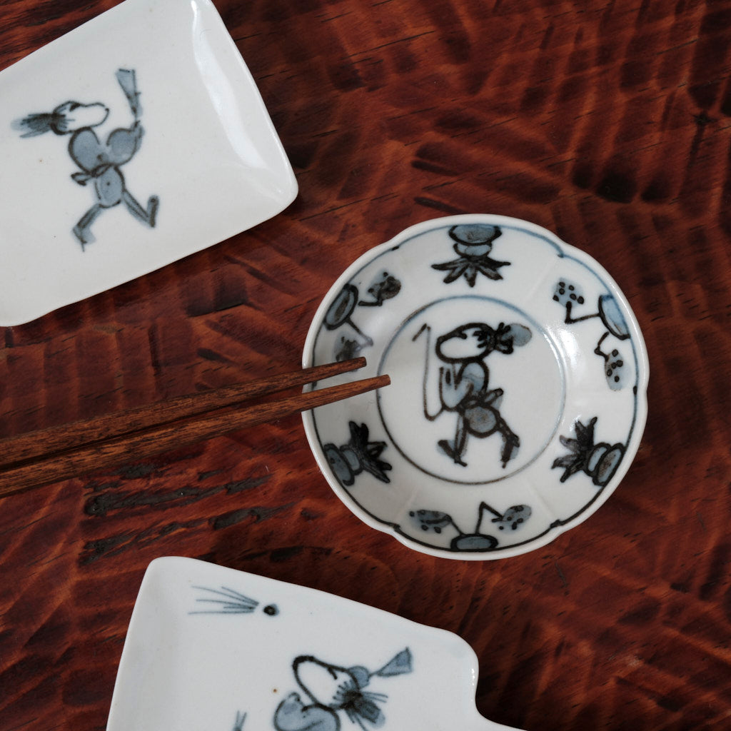 [ 柳川 謙治 ] 染付 唐子 豆皿