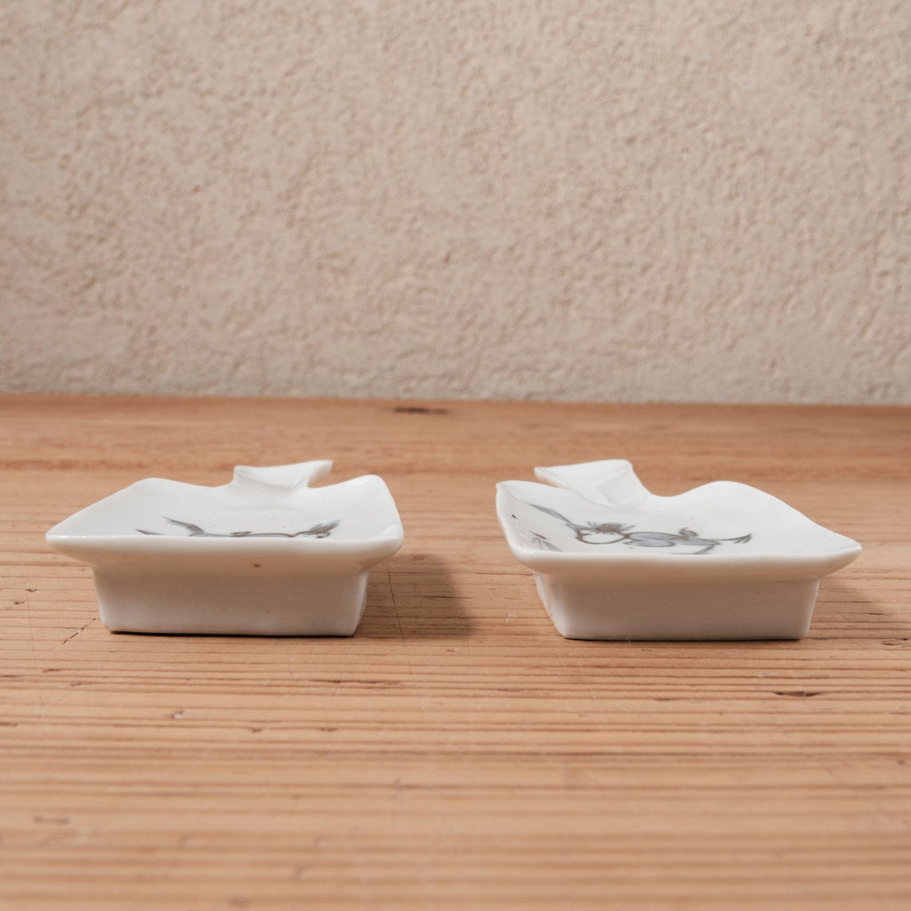 [ 柳川 謙治 ] 染付 羽子板形唐子 豆皿-02