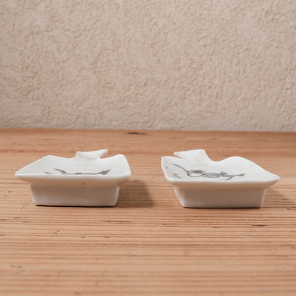 [ 柳川 謙治 ] 染付 羽子板形唐子 豆皿-02