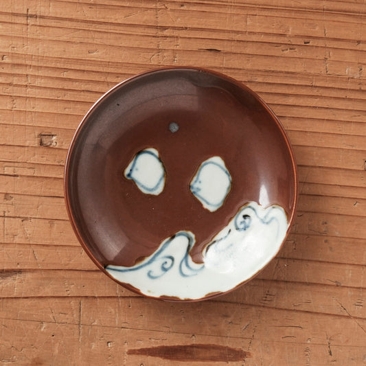 [ 柳川 謙治 ] 染付 吸坂手波千鳥 豆皿