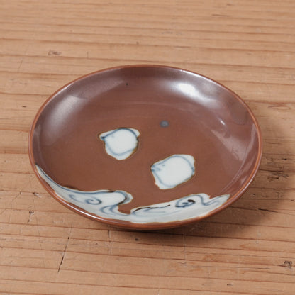 [ 柳川 謙治 ] 染付 吸坂手波千鳥 豆皿