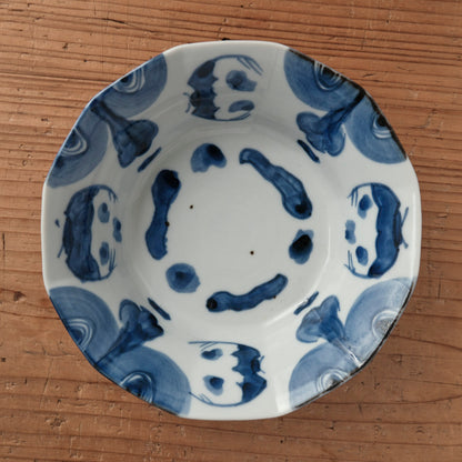 [ 柳川 謙治 ] 染付 蝙蝠（こうもり）文 6寸鉢