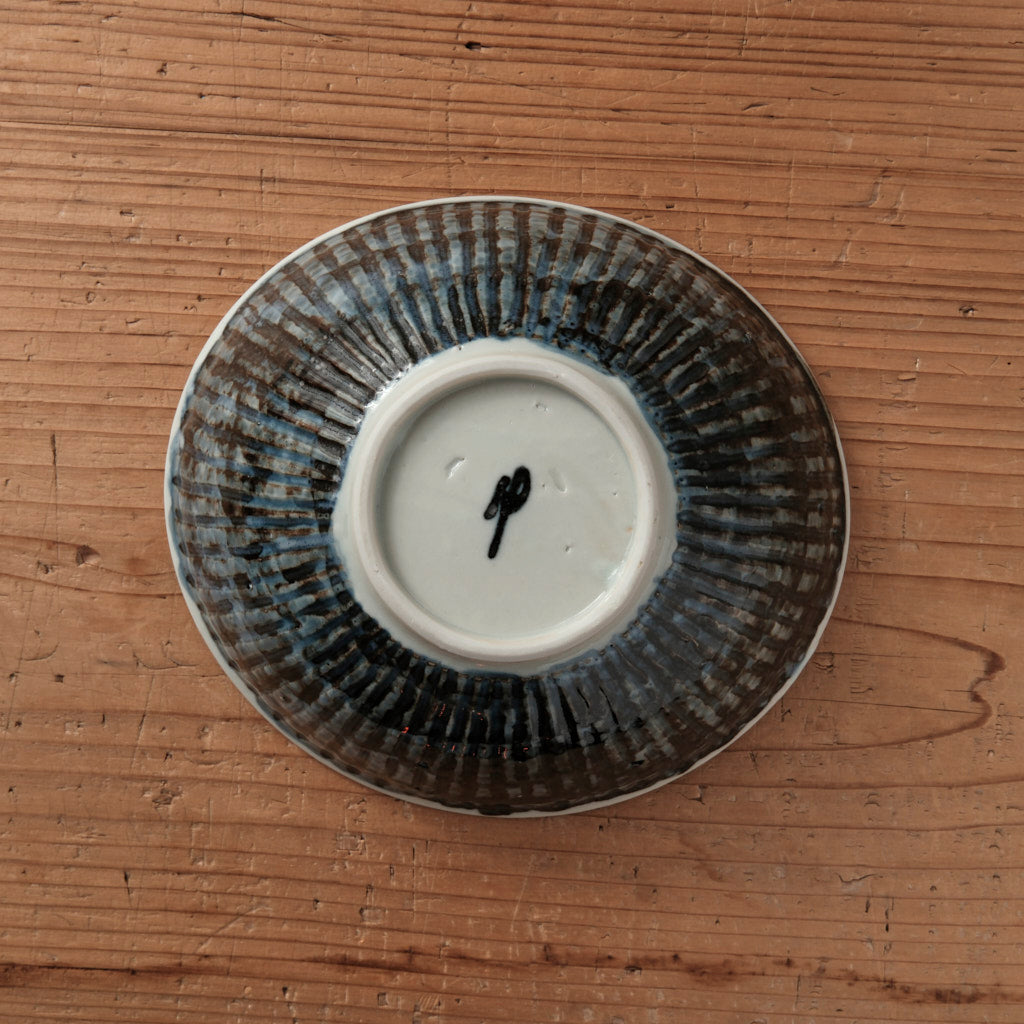 [ 柳川 謙治 ] 染付 瑠璃地鎬 楕円カレー鉢