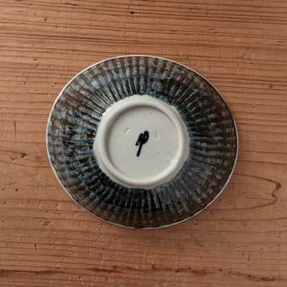 [ 柳川 謙治 ] 染付 瑠璃地鎬 楕円カレー鉢