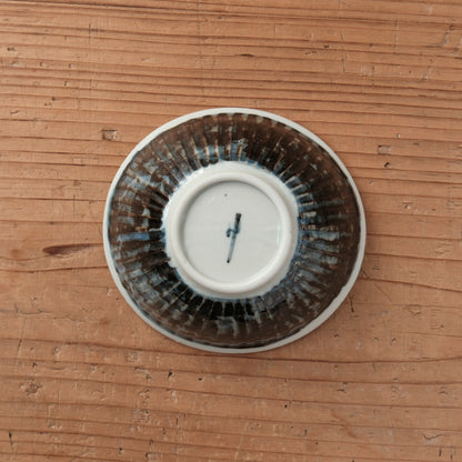 [ 柳川 謙治 ] 染付 瑠璃地鎬 楕円小鉢