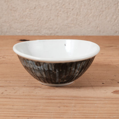 [ 柳川 謙治 ] 染付 瑠璃地鎬 楕円小鉢