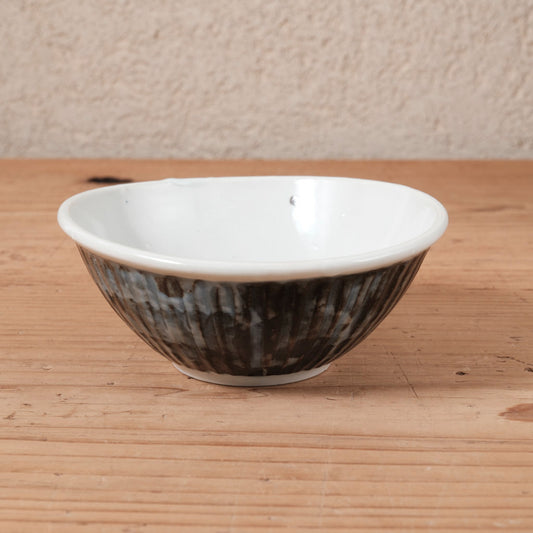 [ 柳川 謙治 ] 染付 瑠璃地鎬 楕円小鉢