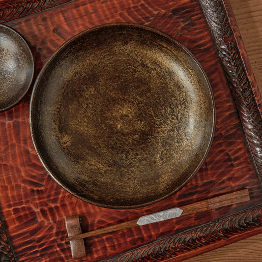 [ 出口 結莉 ] 陶胎漆器 七寸・中皿-黒