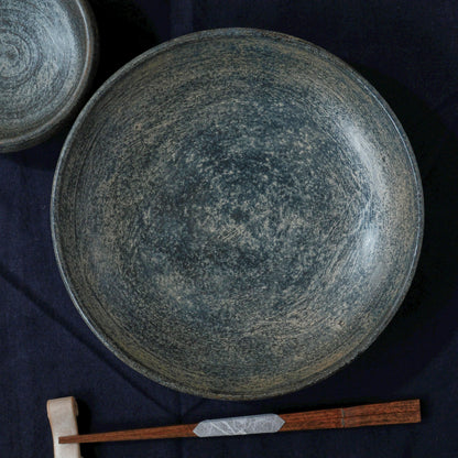 [ 出口 結莉 ] 陶胎漆器 七寸・中皿-青