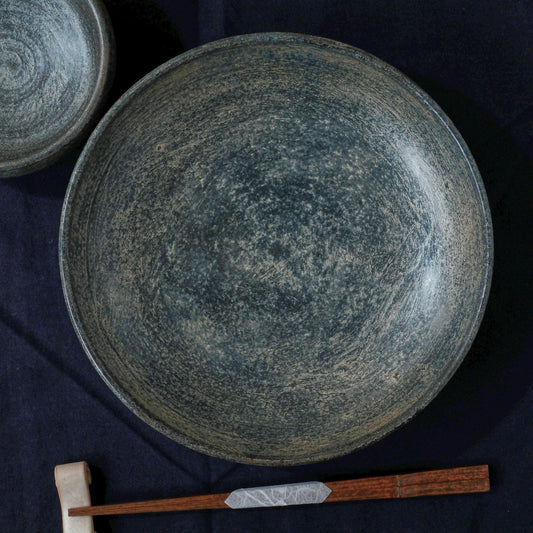 [ 出口 結莉 ] 陶胎漆器 七寸・中皿-青