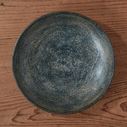 [ 出口 結莉 ] 陶胎漆器 七寸・中皿-青
