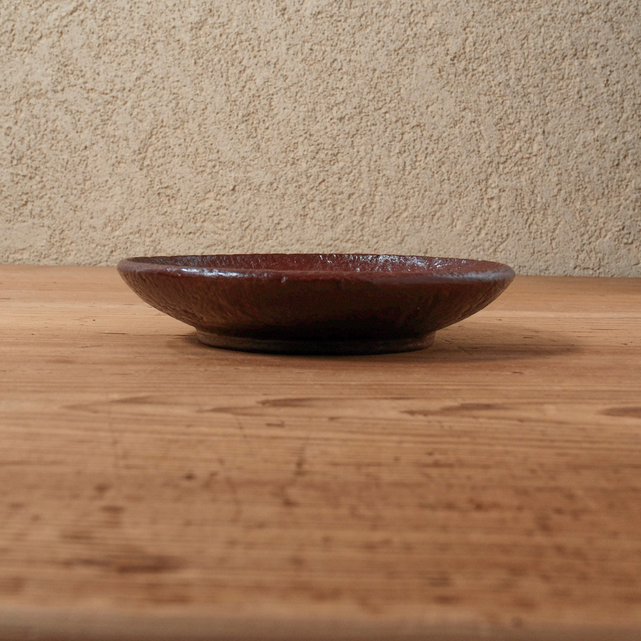 [ 出口 結莉 ] 陶胎漆器 凹景丸皿-朱