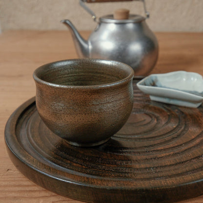 [ 出口 結莉 ] 陶胎漆器 湯呑(中)-いぶし銀02