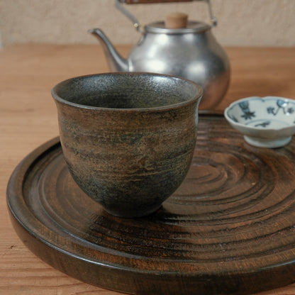 [ 出口 結莉 ] 陶胎漆器 湯呑(中)-いぶし銀03