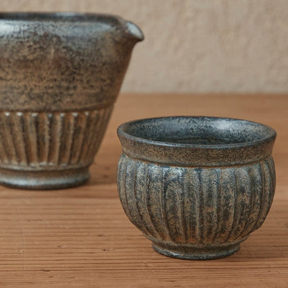 [ 出口 結莉 ] 陶胎漆器 ぐい呑み-青02