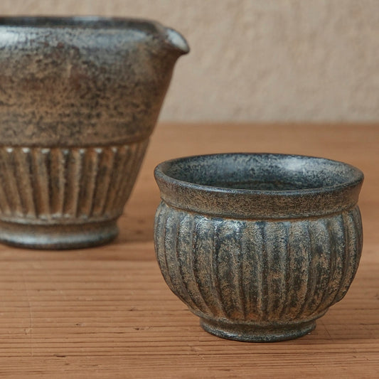 [ 出口 結莉 ] 陶胎漆器 ぐい呑み-青02