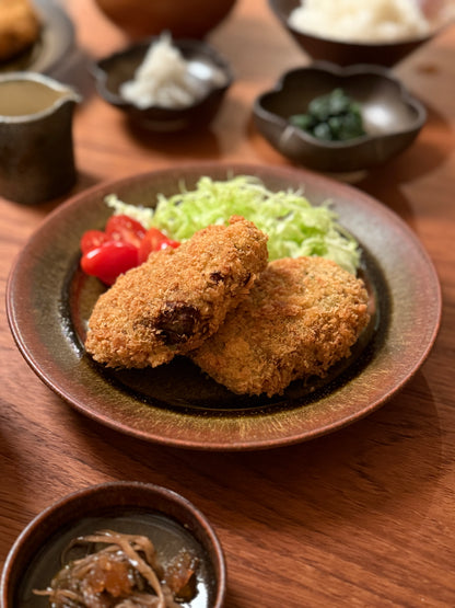 [ 北側 雄一 ] 七寸リム皿 窯変蕎麦釉